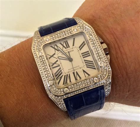 santos de cartier watch diamond|cartier santos watch size guide.